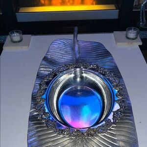 Silver Decorative Leaf Grape Vine Bowl - Elegant Home Art